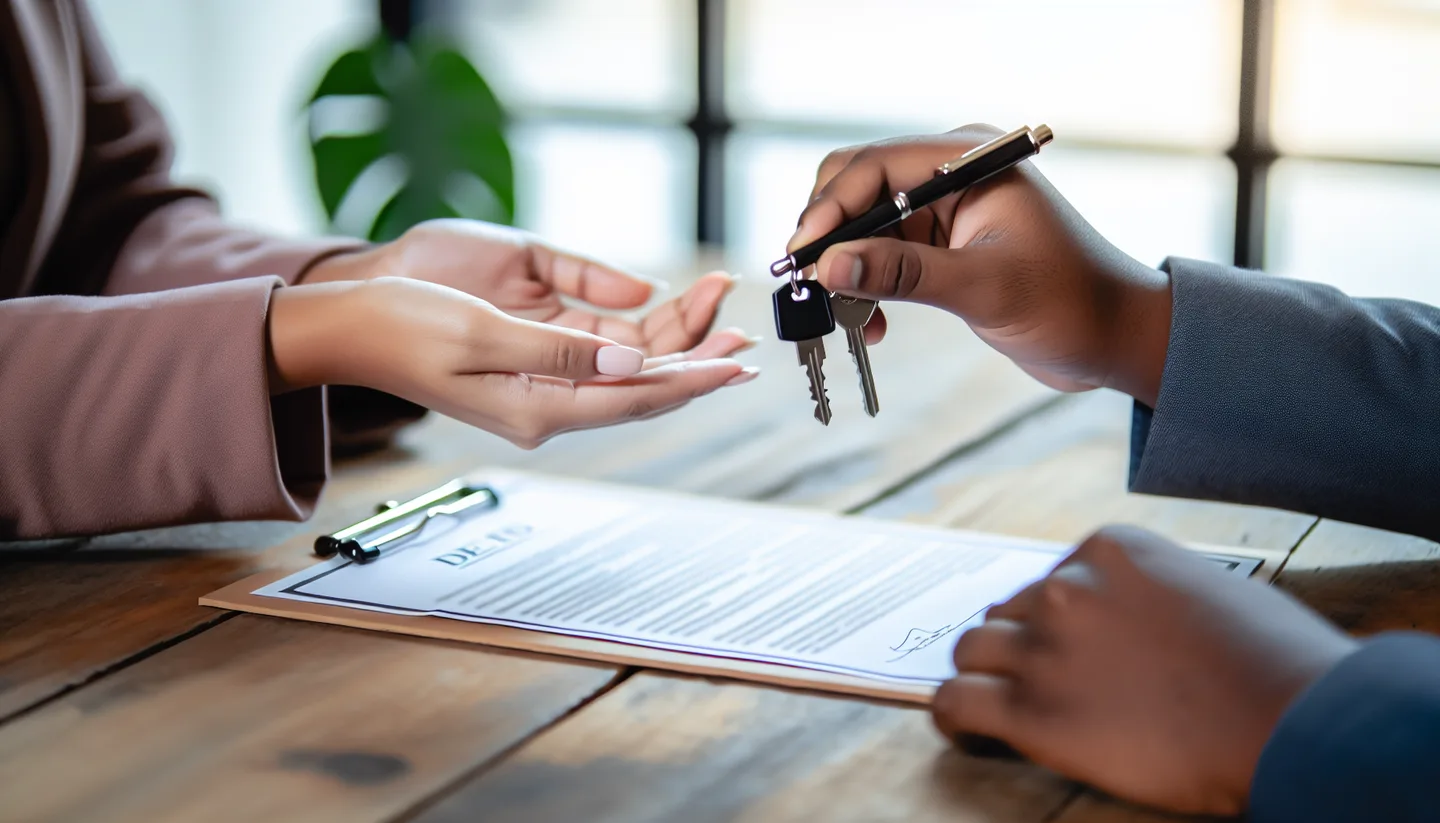 Exchanging keys over a signed property deed at closing