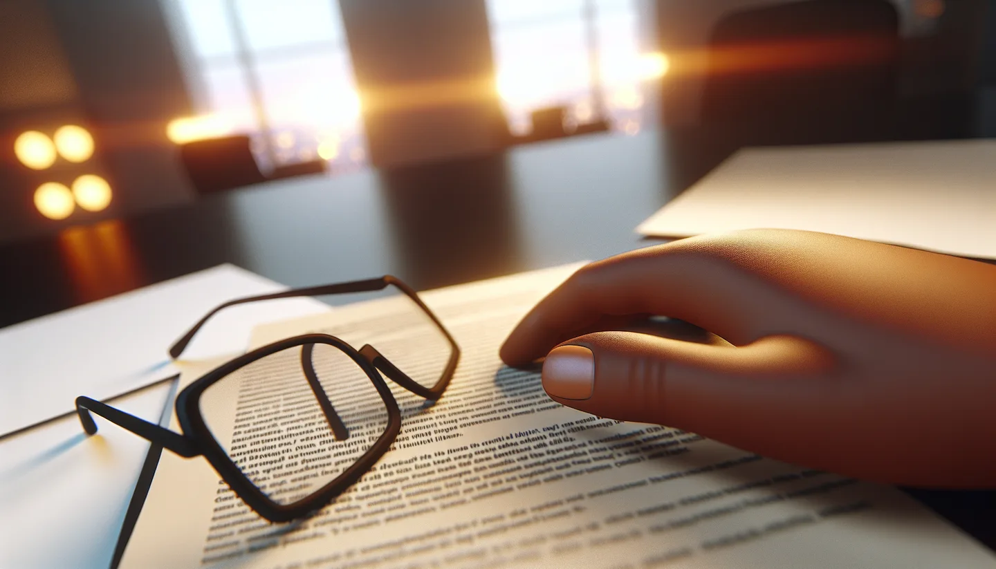 Hand pointing to a clause on a real estate contract