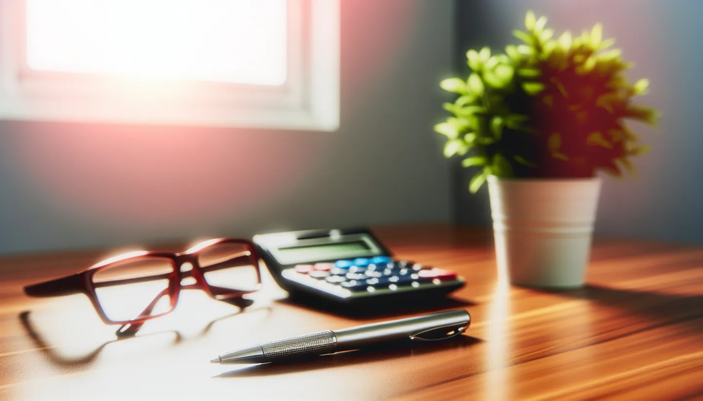 Calculator and property tax forms on a desk for selling land