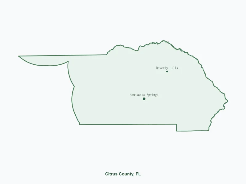 Map of Citrus County, FL showing major cities