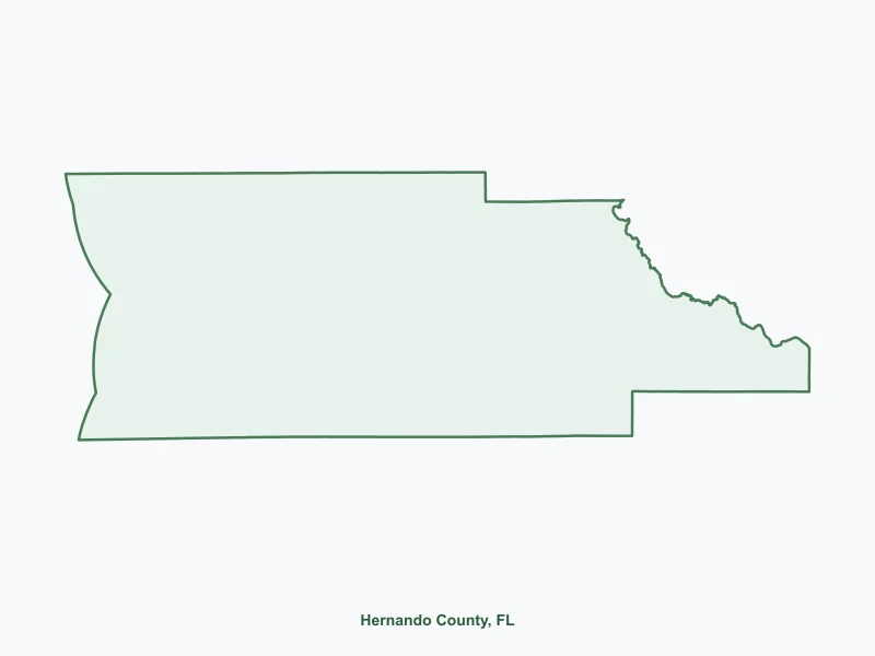 Map of Hernando County, FL showing major cities