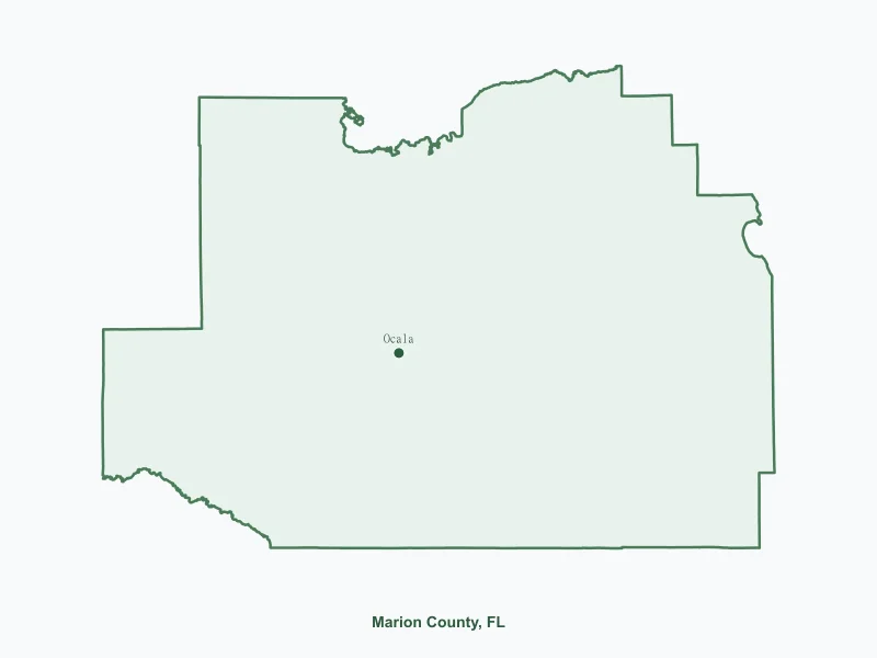 Map of Marion County, FL showing major cities