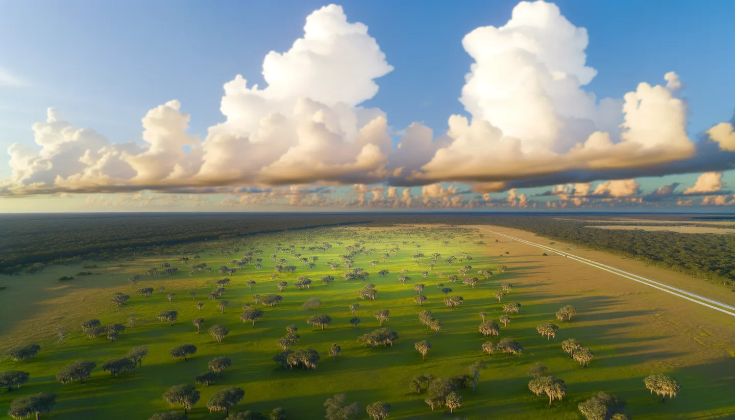 Aerial view of Palm Bay, Florida rural land