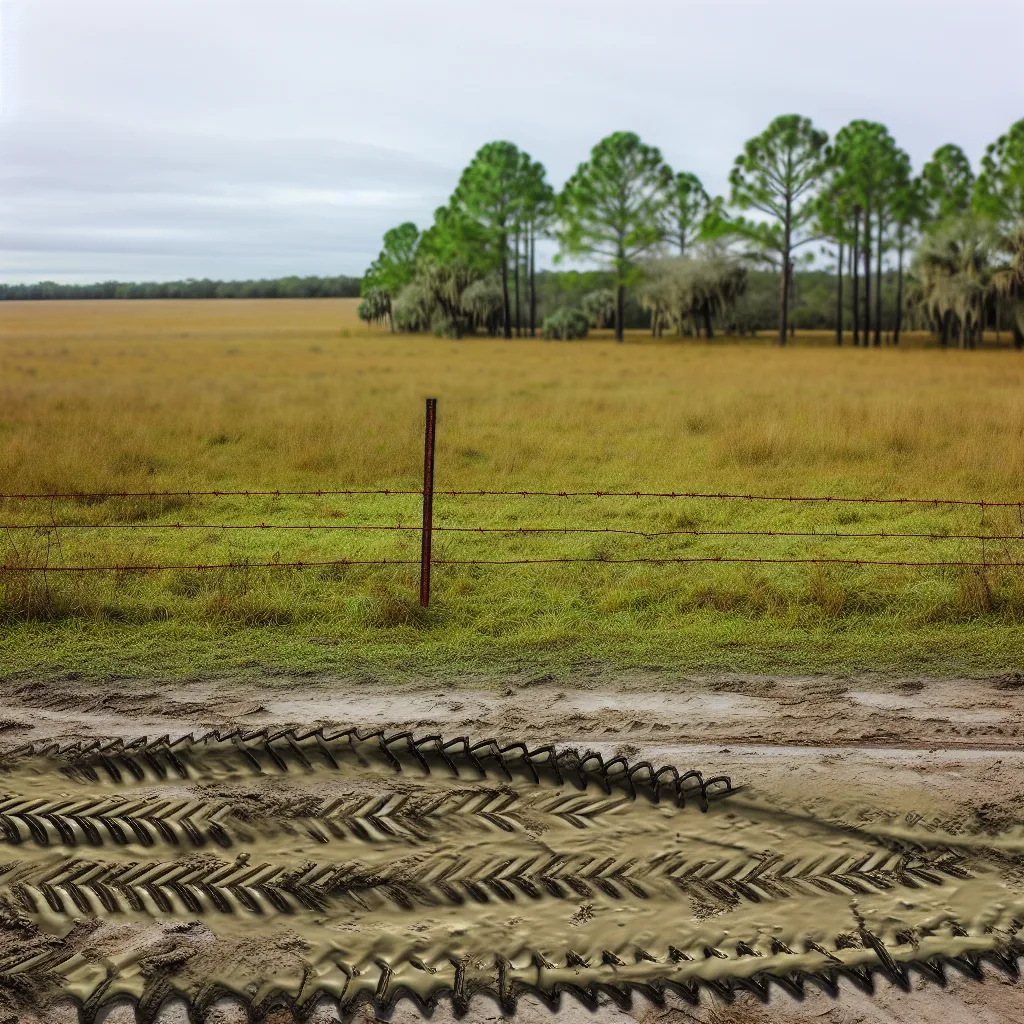Rural acreage with open grassland and conifer forest in Brooksville, Florida