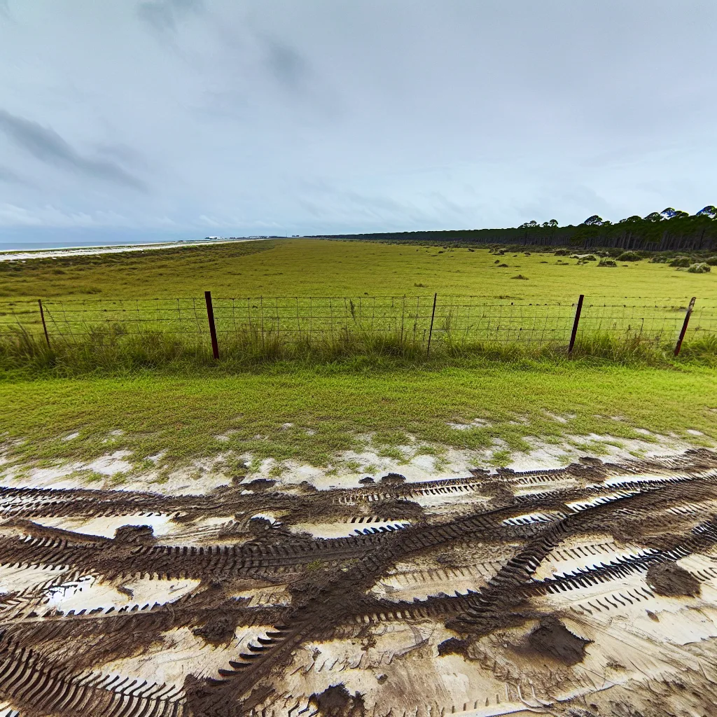 Rural acreage with open grassland and conifer forest in Daytona Beach, Florida