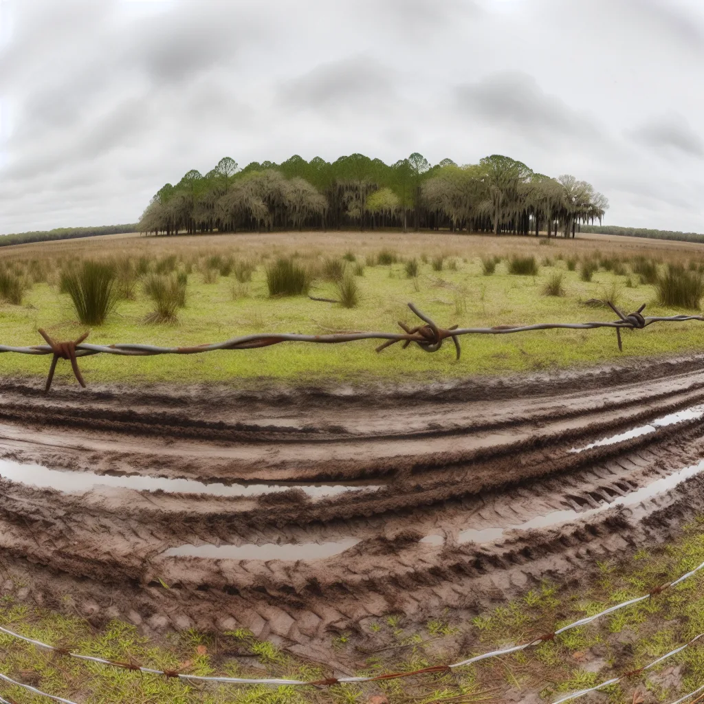 Rural acreage with open grassland and conifer forest in Volusia County, Florida